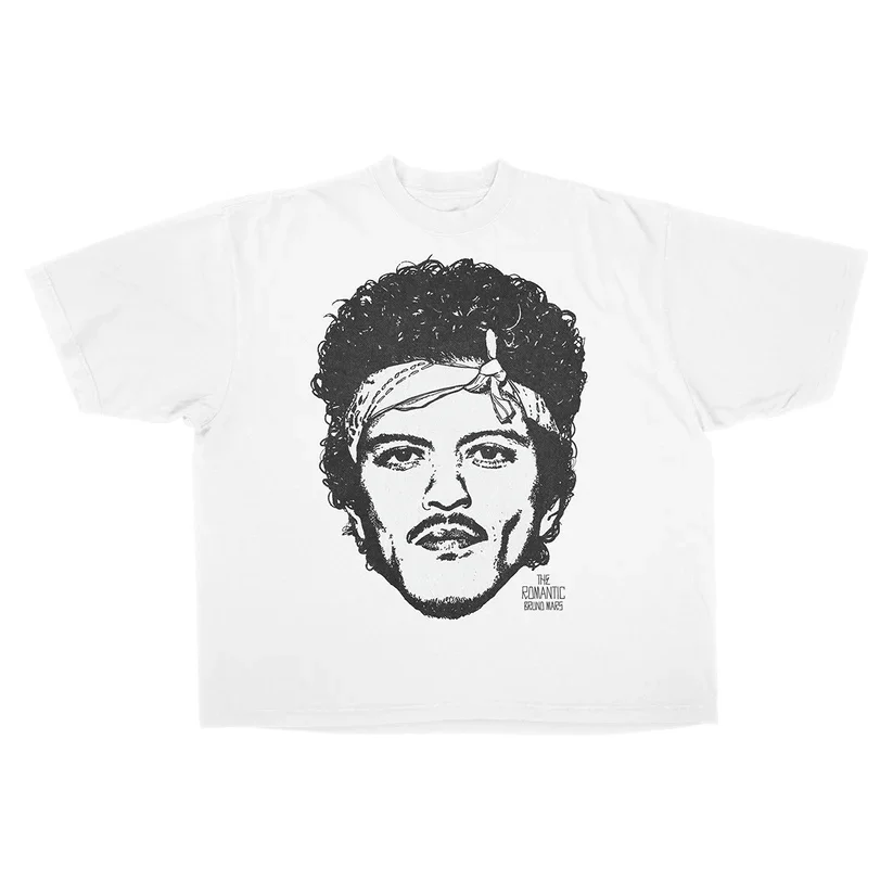 Camiseta Bruno Mars Doo-Wops & Hooligans 2024 para mujer, camiseta informal cómoda de verano con cuello redondo, camiseta de gran tamaño para hombre, camiseta regular