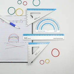 4 pcs/lot New Creative Aluminum alloy Ruler set Protractor Math Geometry Metal Triangle Ruler Stationery Office School Supplies