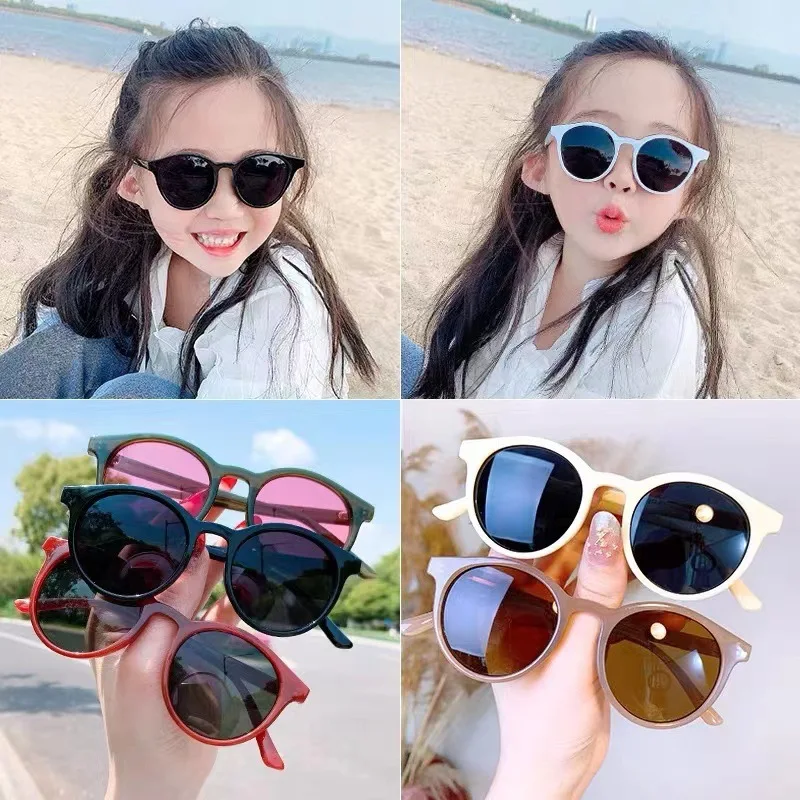 2023 New Fashion Children\'s Sunglasses Infant\'s Retro Solid Color Ultraviolet-proof Round Glasses Eyeglass For Kids Sun Glasses