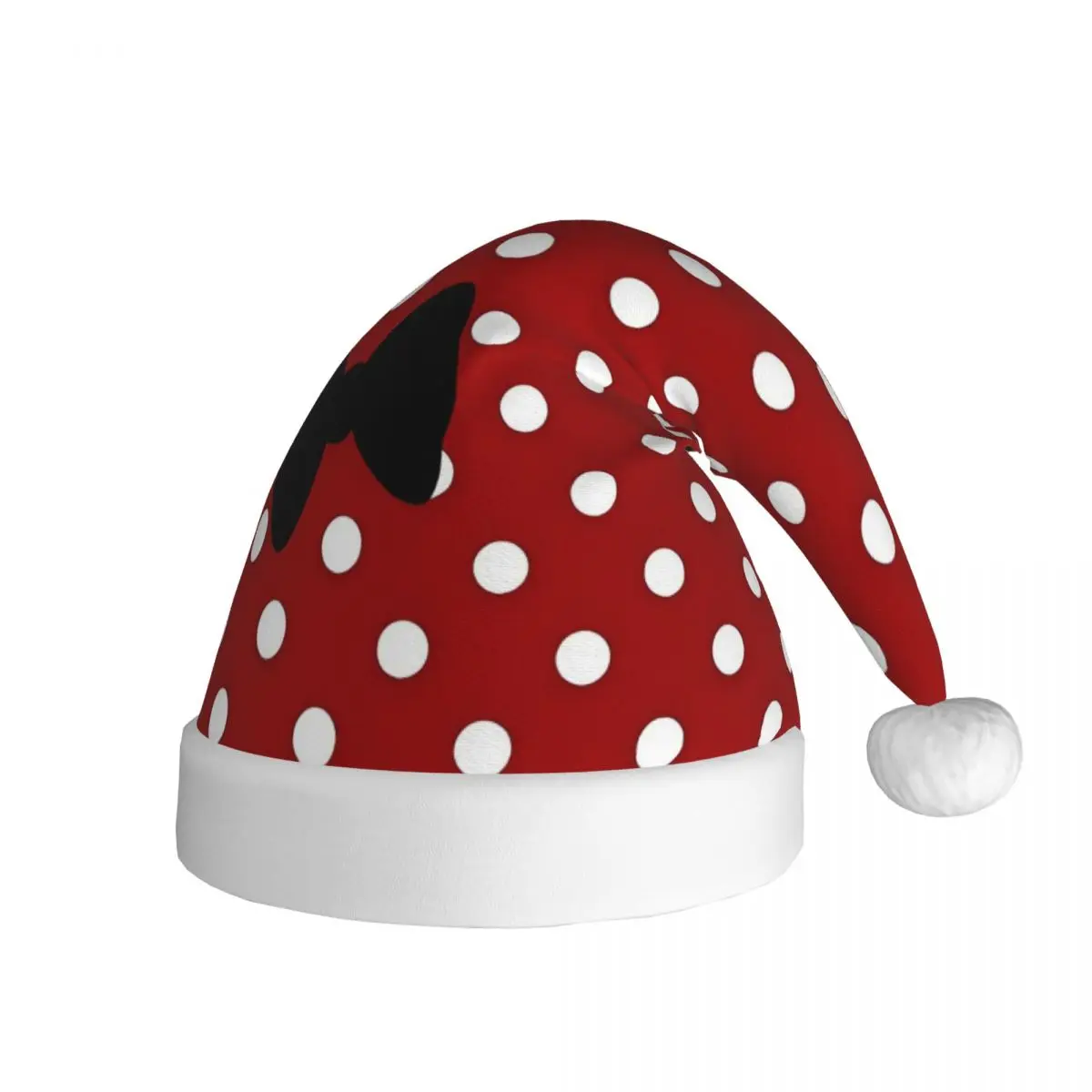 Polkadots Bow Plush Kawaii Christmas Hats for Adult Men Women Santa Hat Cap Xmas Party Gifts