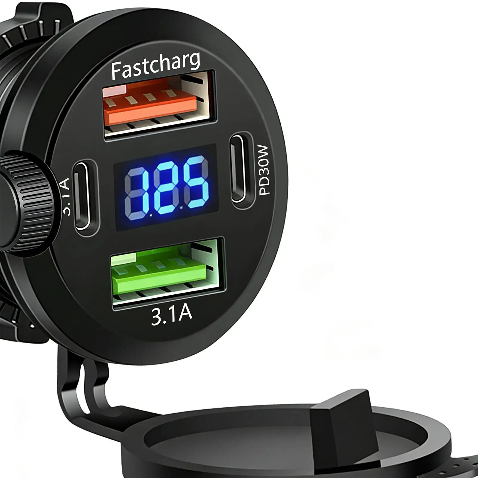 

Автомобильное зарядное устройство, двойной PD и двойной QC3.0, USB, 4 порта, водонепроницаемая розетка для быстрой зарядки с вольтметром для лодок, аксессуаров для мотоциклов