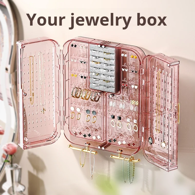 YHA Organisateur mural transparent en plastique pour bijoux (boucles d'oreilles, colliers) – Étanche, léger, anti-éclaboussures