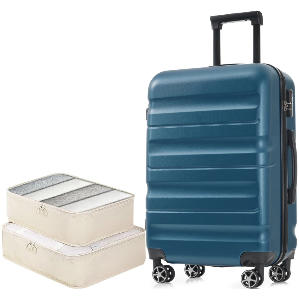 

Набор чемоданов из ABS-пластика с жестким корпусом, чемодан на колесиках с вращающимися колесами, легкий дорожный багаж с 2 органайзерами для мужчин и женщин