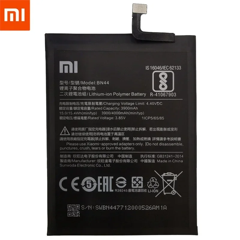 Xiao Mi Mobile Phone battery 4000mAh High Capacity Polymer Replacement Strong Endurance Battery BN44 For Xiaomi Redmi 5 Plus