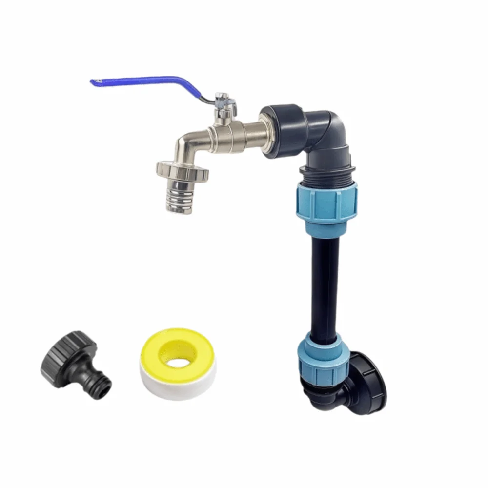 

Metal Faucet IBC Tank Gooseneck 25cm Height Pipe Gooseneck Outlet Tap IBC Barrel Heightening Faucet Kit Heavy Duty Durable