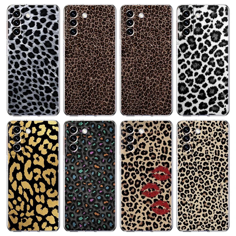 

Transparent Cover for Samsung Galaxy S25,S24,S23,S22,S21,S20,FE,Ultra,S10,S10E,S9,Plus,5G Phone Case Capa Leopard Print Soft TPU