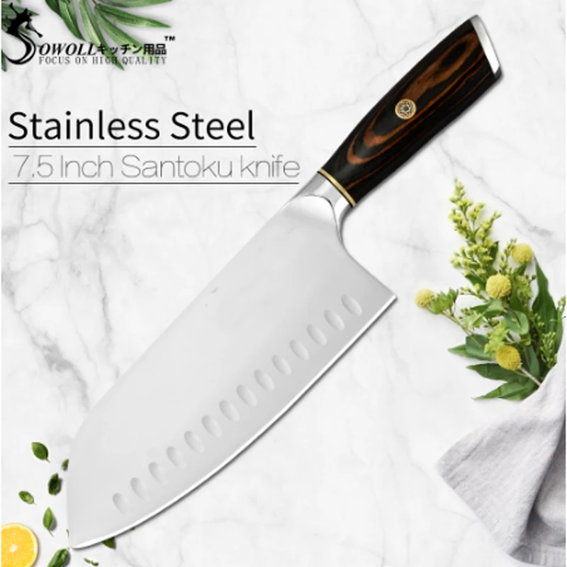 Liang Da Stainless Steel Knife Seamless Welding Resin Fibre Handle High Carbon Blade Utility Chef Chopping Knife Cooking Tools