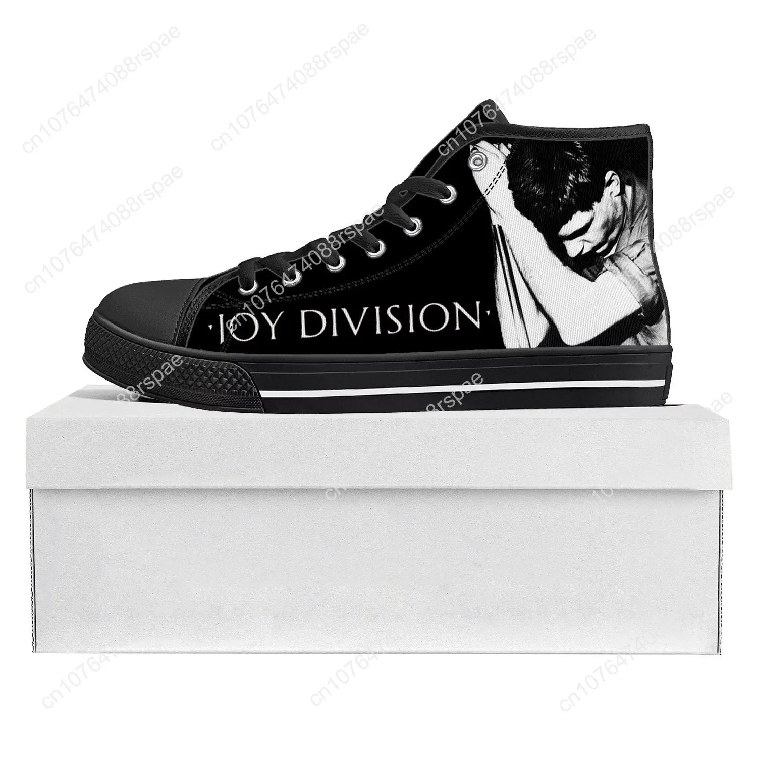 Joy Division Rock Band Hoge Top Hoge Kwaliteit Sneakers Heren Dames Tiener Canvas Sneaker Casual Paar Schoenen Custom Schoen Zwart