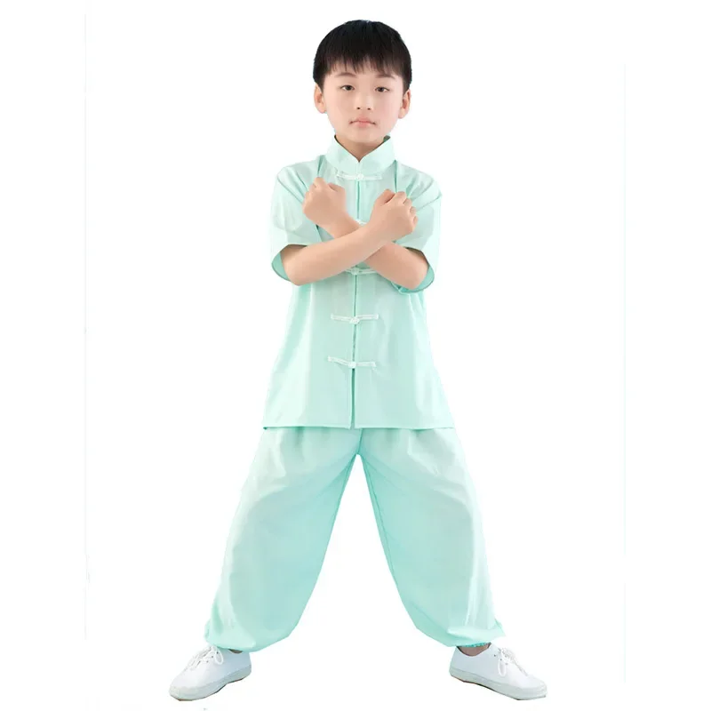 Uniforme Kung Fu chinês tradicional para crianças e adultos, roupas para meninos e meninas, traje de Wushu, conjunto de roupas de desempenho folclórico Tai Chi