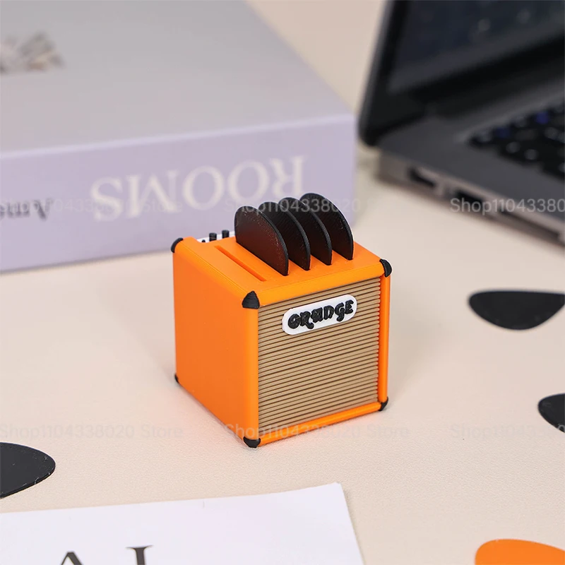 حامل اختيار جيتار محمول مطبوع ثلاثي الأبعاد على شكل مكبر صوت مقاوم للماء حقيبة أعواد جيتار جميلة #4