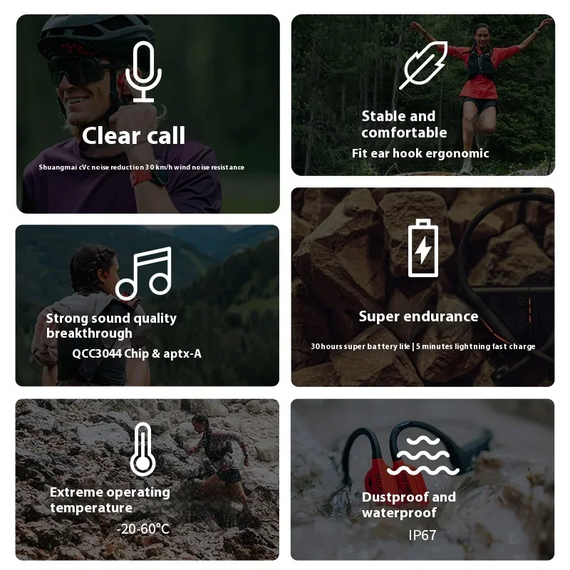 

SUUNTO Wing Bone Conduction Earphone Body Control 10+20 Hours Battery Life Sports Running Bluetooth IP67 Rated Waterproof Custom