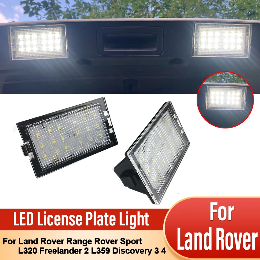 2Pcs LED Number License Plate Light Lamps For Land Rover Range Rover Sport L320 Freelander 2 L359 Discovery 3 4 L319 18SMD