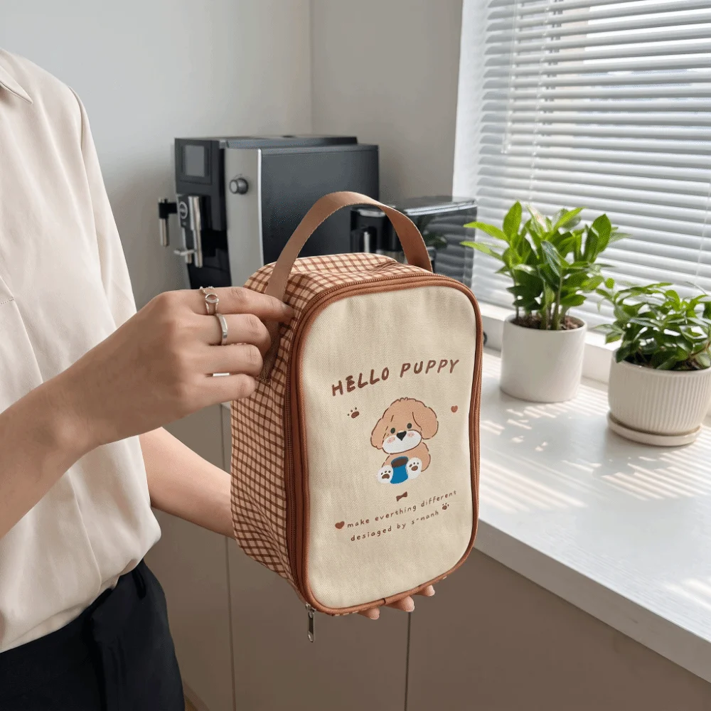 Oxford Fabric Insulated Breakfast Bag Thickened Aluminum Foil Animal Print Thermal Food Tote Bag Handheld Cartoon Print