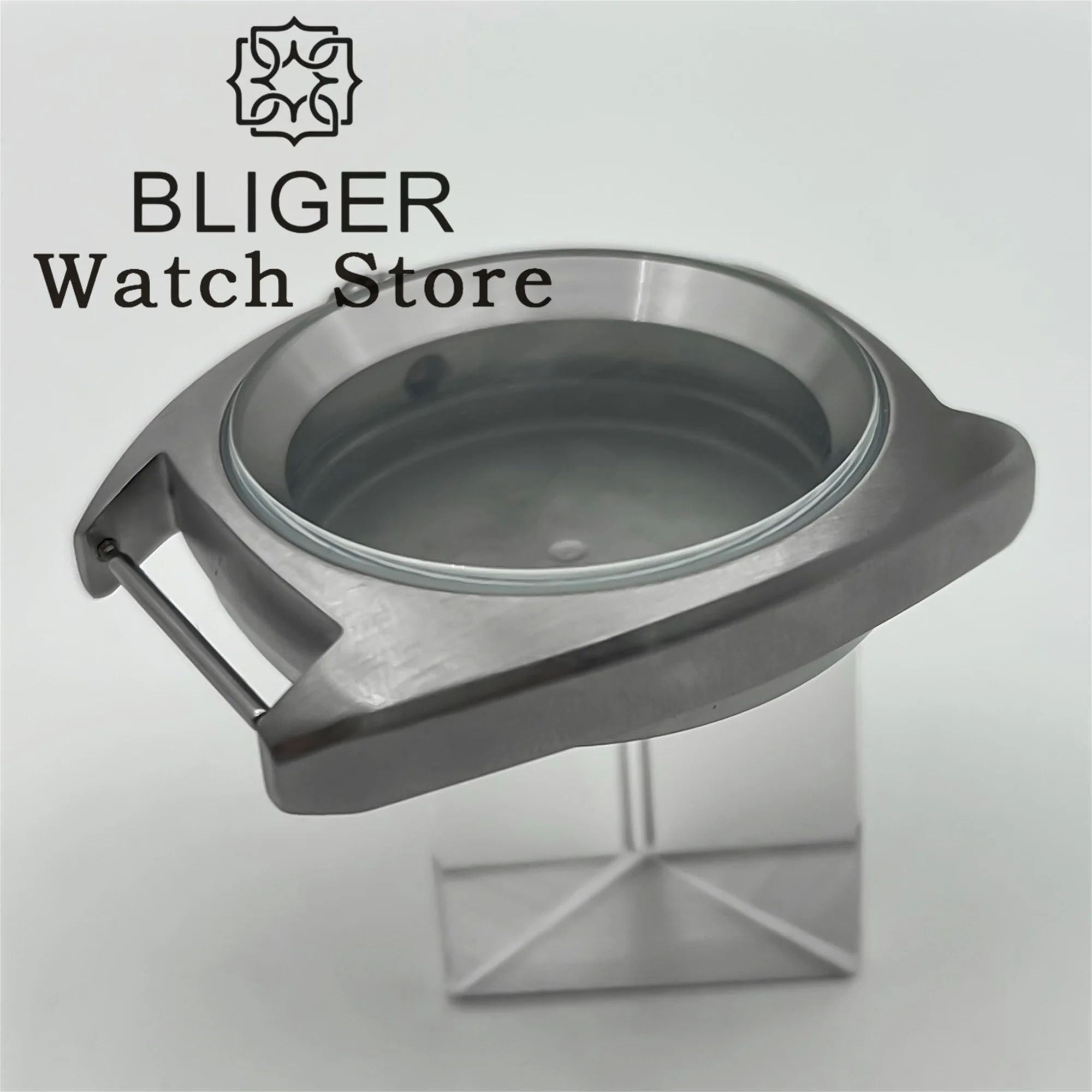 BLIGER シルバーブラシ NH35 ケース 36 ミリメートル/39 ミリメートルドーム型 AR サファイアガラスビッグクラウン時計ケースフィット NH34 NH35 36 38 ETA2824 PT5000 ムーブメント