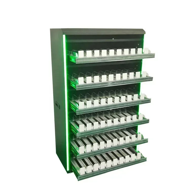 Hot SalesSupermarket Retail Shelving Cabinet Showcase Pos Store Floor Metal Cigarette Display Rack Stand With Led Light For Reta