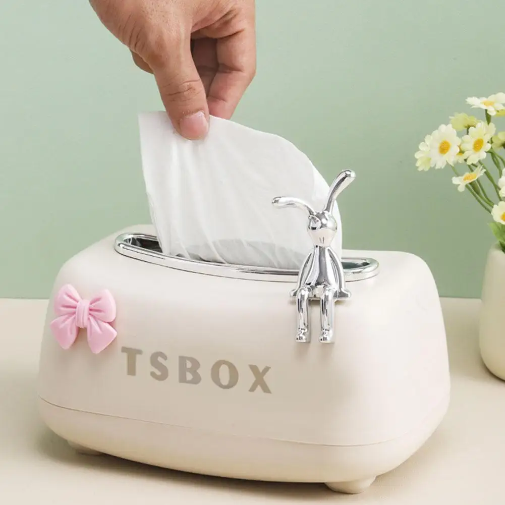 Napkin Box With Spring Household Tissue Case Spring Paper Towel Storage Box Cute Kitchen Tissue Paper Storage Container