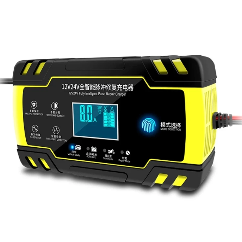 

12/24V 8A LCD Touch Screen Automatic Car Intelligent Pulse Repair Chargers Lead Acid Battery-charger For Motorcycle