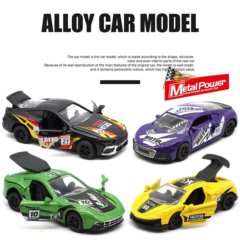 Modèle de voiture de course rétro en alliage 1: 60, jouet de supercar de simulation, boîte-cadeau d'emballage original, vente en gros
