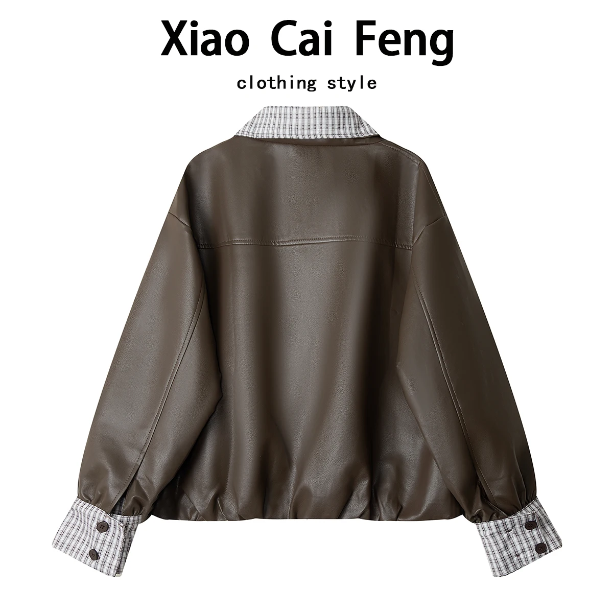 Moda couro do plutônio xadrez ort jaet feminino solto emagrecimento motociclista sle casual wear outono faion parte superior do corpo topo