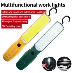 LED COB Torch Work Light Portable Auto Repairing Lamp Rechargeable Camping Lantern Handheld Floodlight With Magnet & Hook