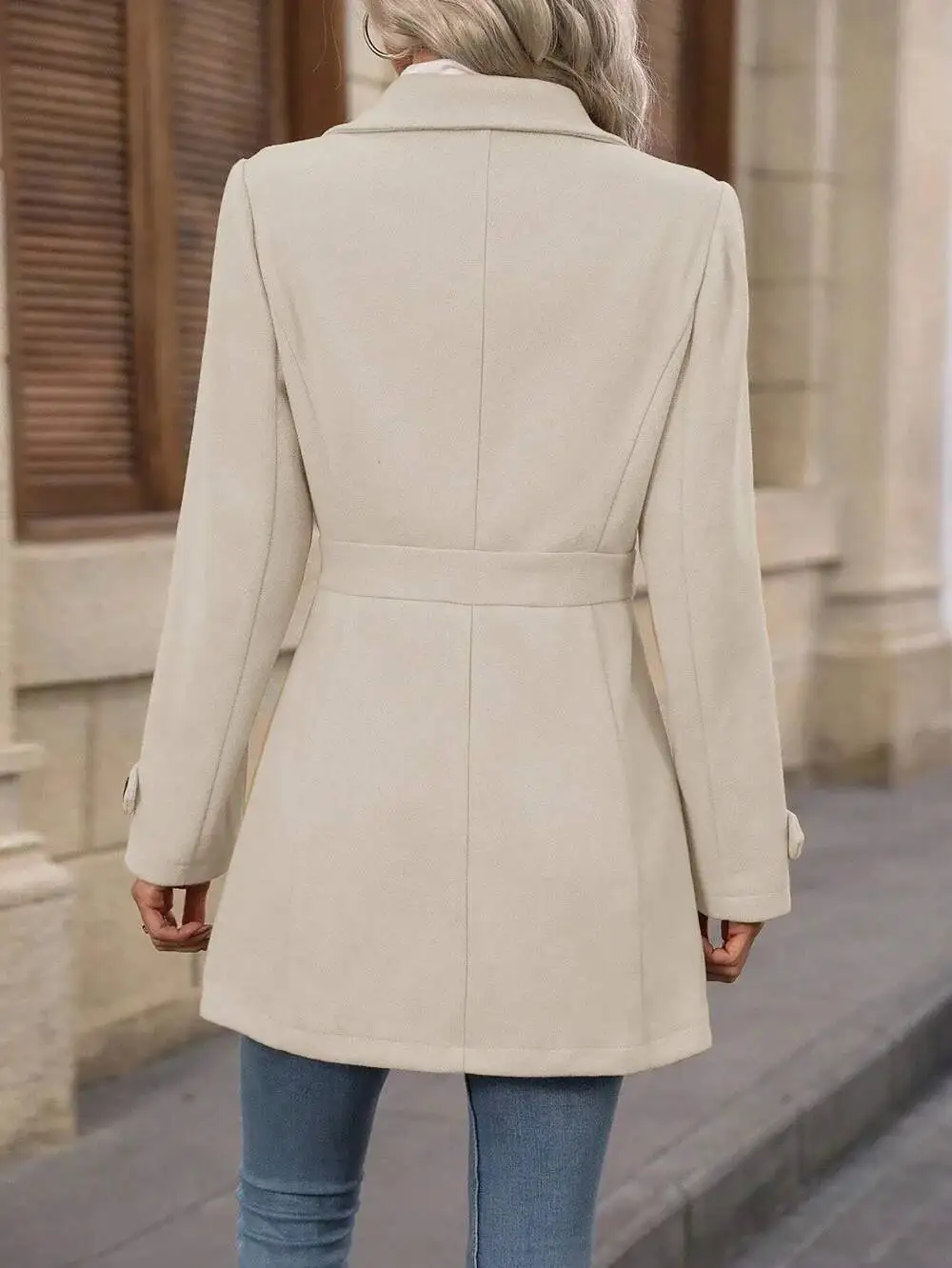 Plus Size Autumn Winter New Mid-Length Woolen Coat With Turn-Down Collarand Buttons Slim Fit Elegant Cross-Border Fashion