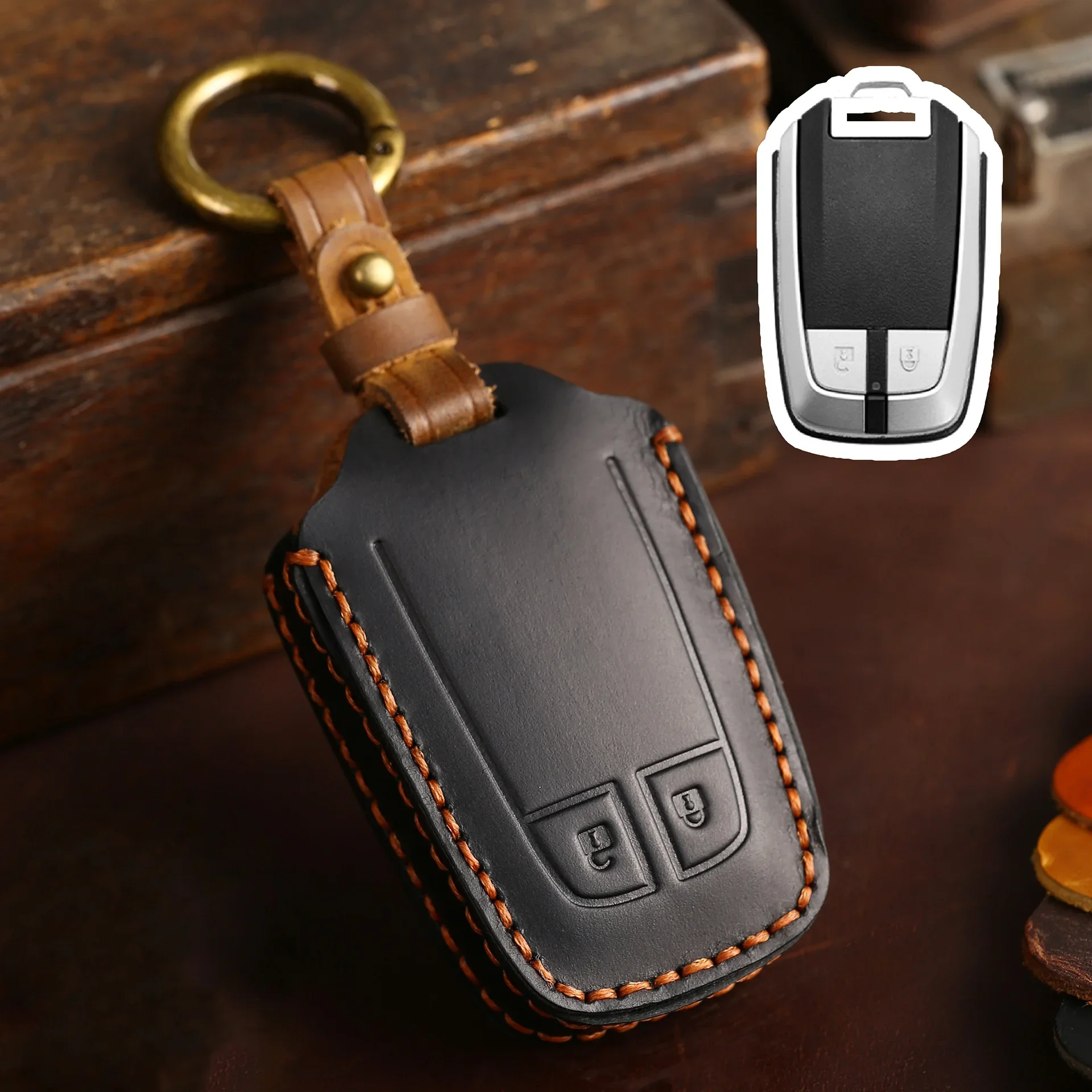 

1pc Leather Car Remote Key Case Cover Shell For Isuzu D-MAX MUX Truck DMAX 2015 2016 2017 2018 2019 2020 Keychain Accessories