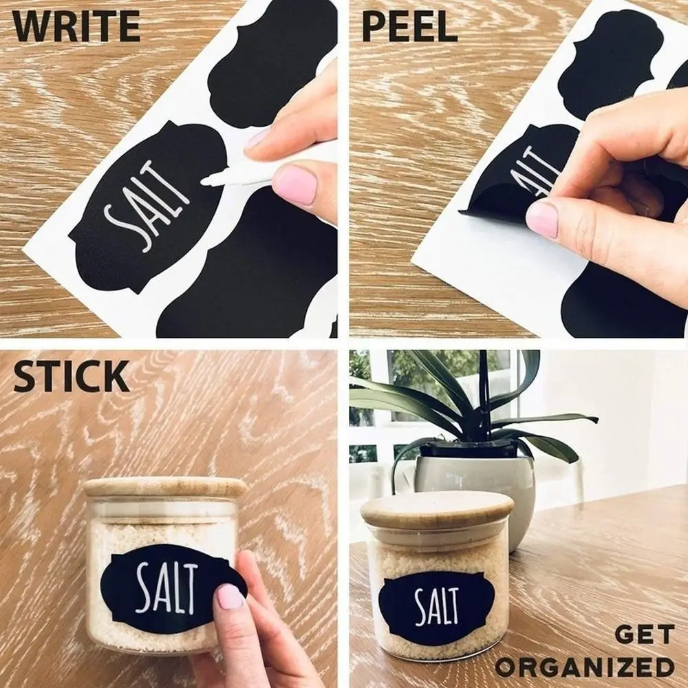 120Pcs/Roll Simple PVC Labels Stickers Removable 5 Styles Chalkboard Labels Waterproof Blackboard Stickers Home & Kitchen