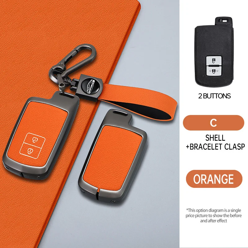 Metalen Lederen Sleutelhanger Case Cover Sleutelhanger Voor Toyota Camry Highlander Kluger RAV4 Corolla Tacoma Tundra 4Runner Sequoia LC200