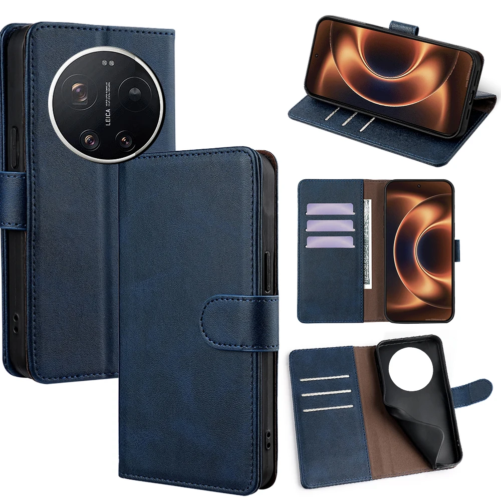 Business Wallet Magnetic Buckle Flip Leather Case for Xiaomi 17 Pro Max Xiaomi 17 Ultra Mi 14 14T 13 T Pro RFID Shockproof Cover