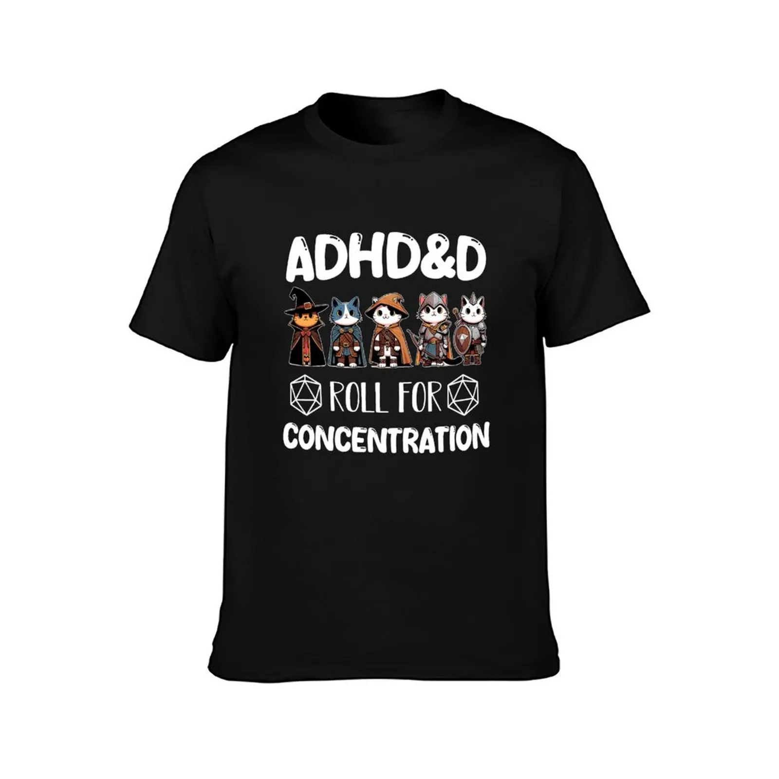 ADHD&D Roll for Concentration White version T-Shirt oversizeds customizeds designer shirts anime workout shirts for men