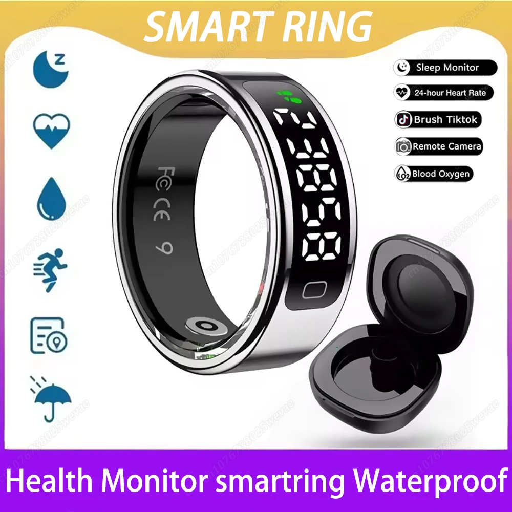 

R11C Smart Ring Men Women Display Screen Gesture Swipe Video Smartring Waterproof Heart Rate Sleep Monitor Qring for Android IOS