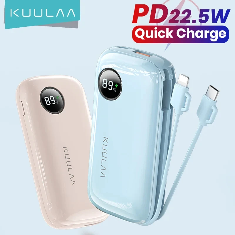 

KUULAA 10000mAh Power Bank 22.5W PD Portable Charger For Phone 15 14 13 Pro Max & Samsung Xiaomi External Battery Power Bank