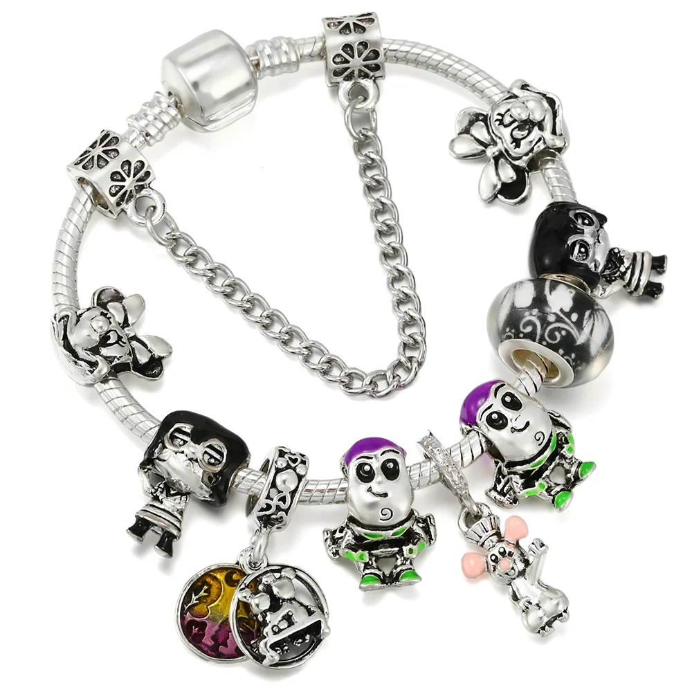 Disney-DIY Charm Beads Fit Bracelets, Minnie Figure Model, Stitch Charm, Anime Jewelry Accessory, Citrouille, Chariot, 100e Princesse