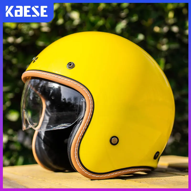 Retro 3/4 Open Face Motorcycle Helmet TT&COCASCOS Cafe Racer Helmet Vintage Racing Half Face Jet Helm Classic Cascos Para Motos