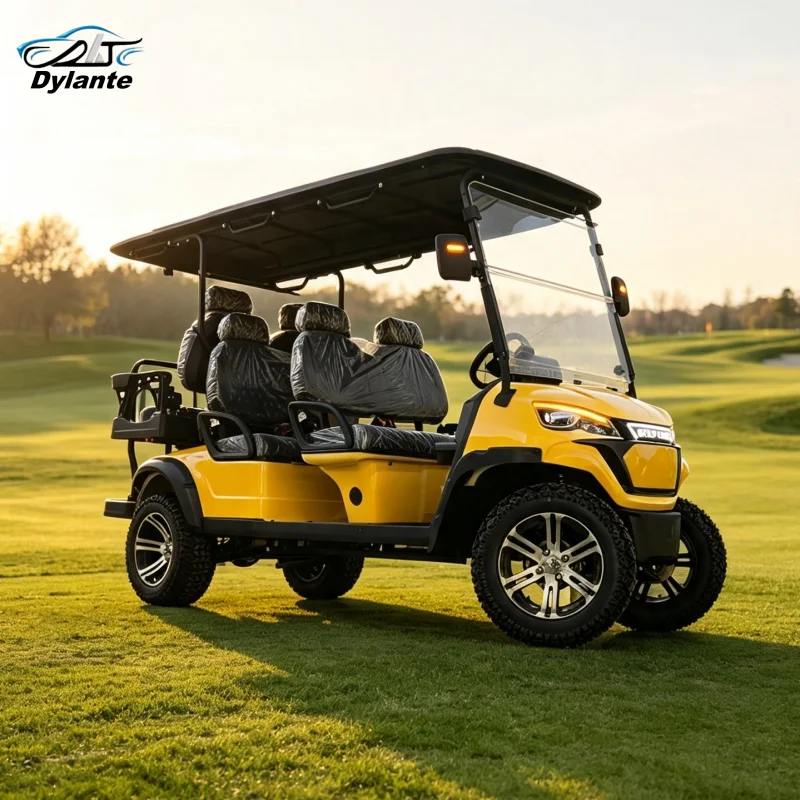 Latest Design 4 6 Seater Electric Golf Carts Max 120Km 72V/48V Lithium Battery Sound Bar Speaker Electric Golf Cart Club Car