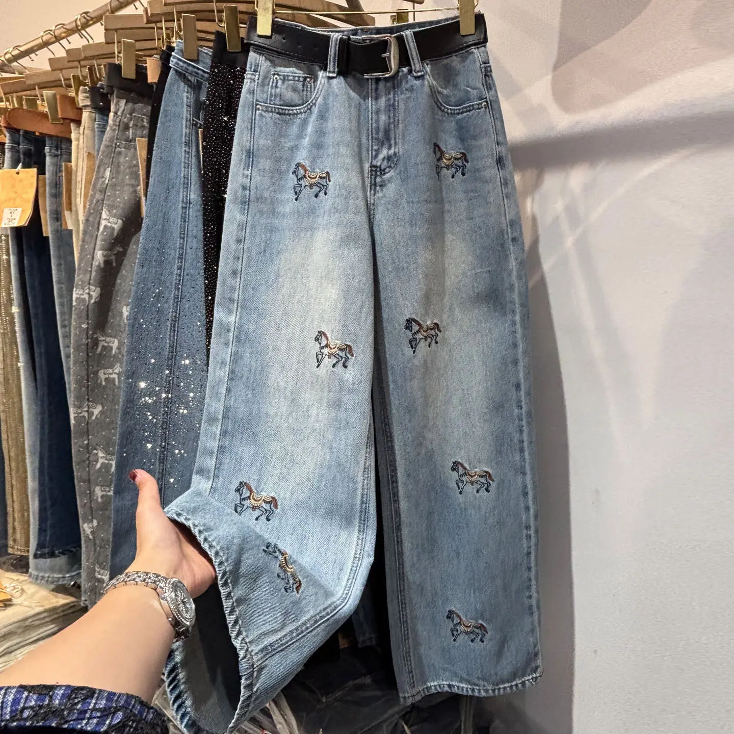 

Женские джинсы из денима, винтажные, прямого кроя, длинные брюки с высокой талией, с вышивкой, в стиле Y2K, уличная мода, элегантные, для работы, весна 2026