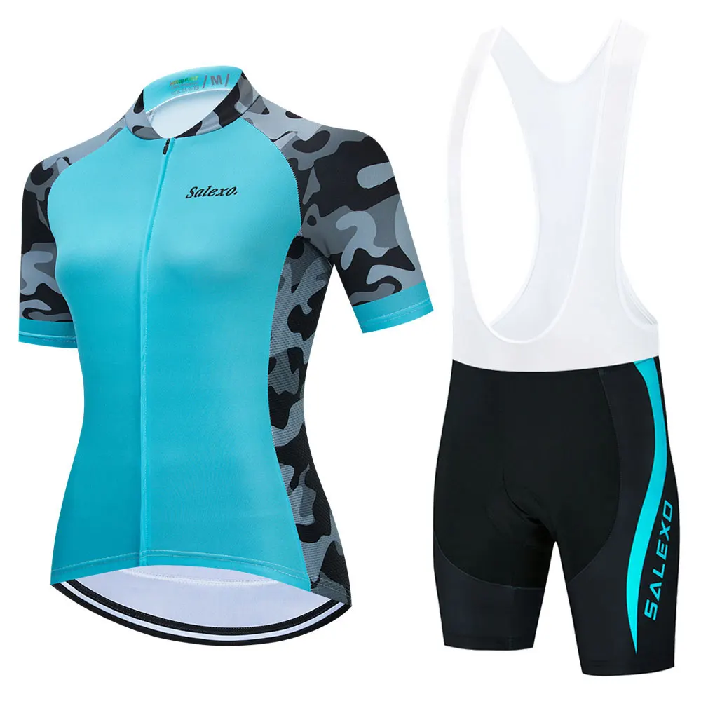 Salexo Cycling Jersey Set 2023 Women Summer Short Sleeve MTB Bike Cycling Clothing Maillot Ropa Ciclismo Uniform Kit Top Shirts