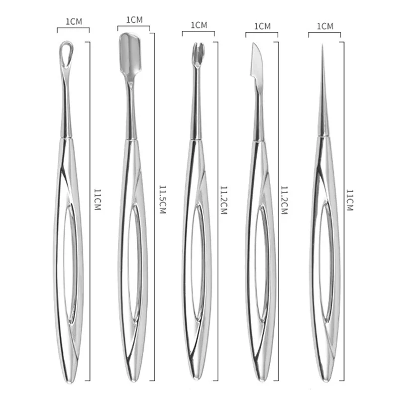 1Pcs Nail Art Pusher Dead Skin Remover Nail Cuticle Trimmer Manicure Stainless Steel Art Face Skin Care Tool