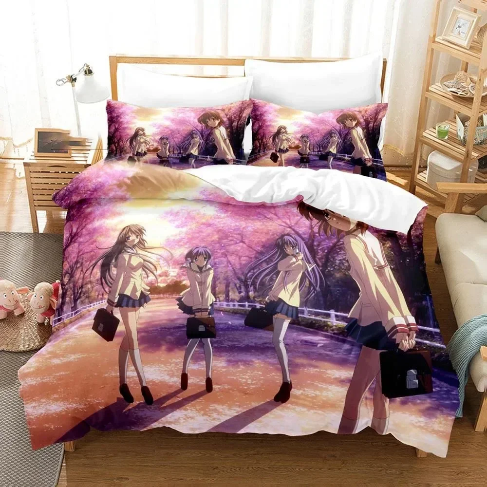 Anime Clannad Nagisa Furukawa Bedding Set Boys Girls Twin Queen Size Duvet Cover Pillowcase Bed Kids Adult Home Textileextile