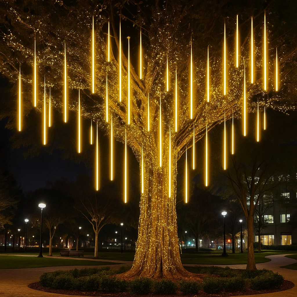 

Уличные фонари, рождественские 8-трубные метеоритные дождевые светодиодные гирлянды, украшения для улицы, новогодние сказочные садовые огни