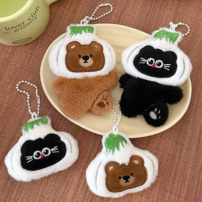 พวงกุญแจตุ๊กตาแมวกระเทียมน่ารักสไตล์การ์ตูน ตุ๊กตาหมีน่ารักๆ ของเล่นตุ๊กตาขนนุ่ม จี้ห้อยกระเป๋า พวงกุญแจ ของขวัญเครื่องประดับ