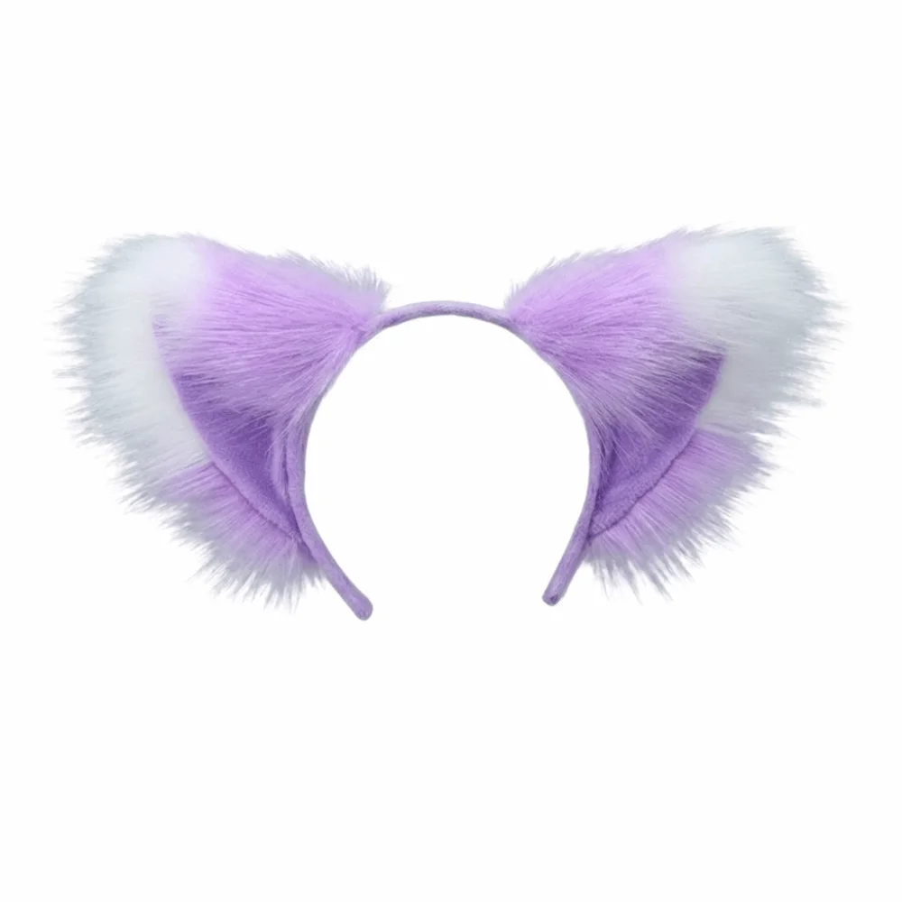Multicolor Faux Fur Cat Ears Fluffy Realistic Texture Lightweight Cosplay Ears Hair Hoop Comfortable Japanese Style