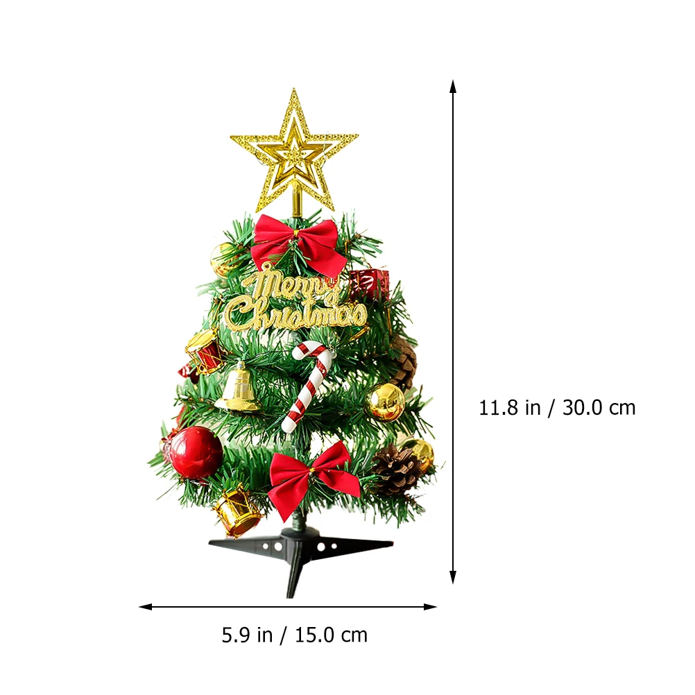 

Mini Christmas Tree Decor Decorations Tabletop Adornment Pvc Desktop with Ornaments
