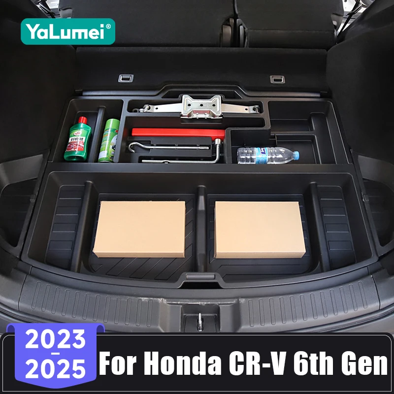 

For Honda CR-V CRV 6th Gen 2023 2024 2025 Car Rear Trunk Storage Box Trunk Organizer Cargo Tray Case ABS Plastic Accessories