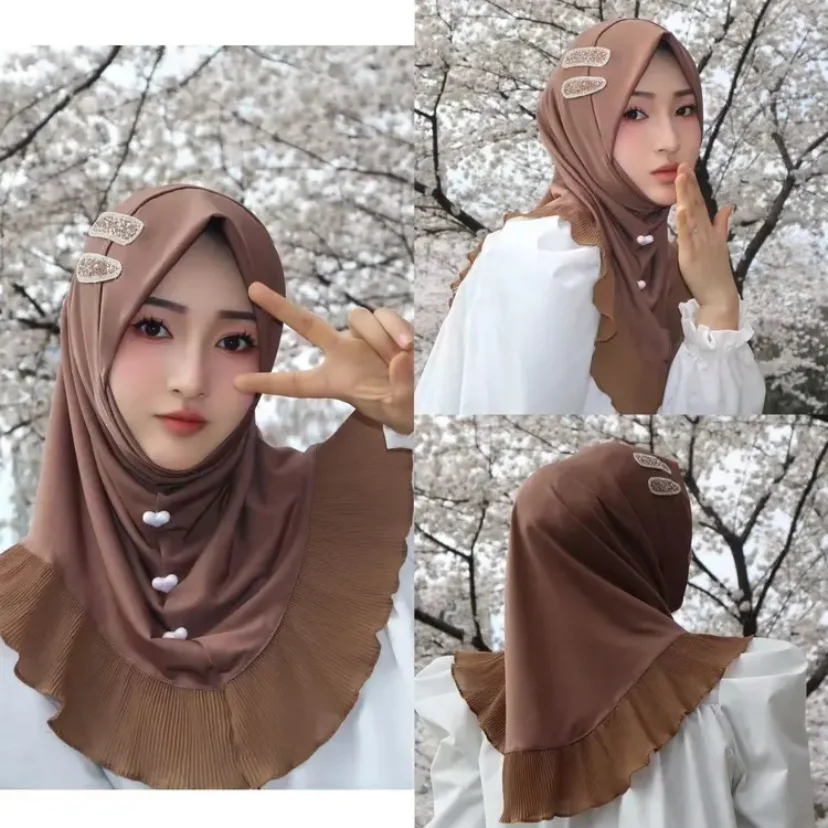 2024 Spring Muslim Boutique Sweet Girls Soft Hat Hijab