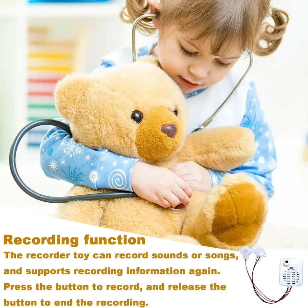 Stuffed Bear Voice Recorder 60 Seconds 2 keys Baby Dolls Voice Recorder Plush Toy Sound Module Music Player Box for baby Gifts