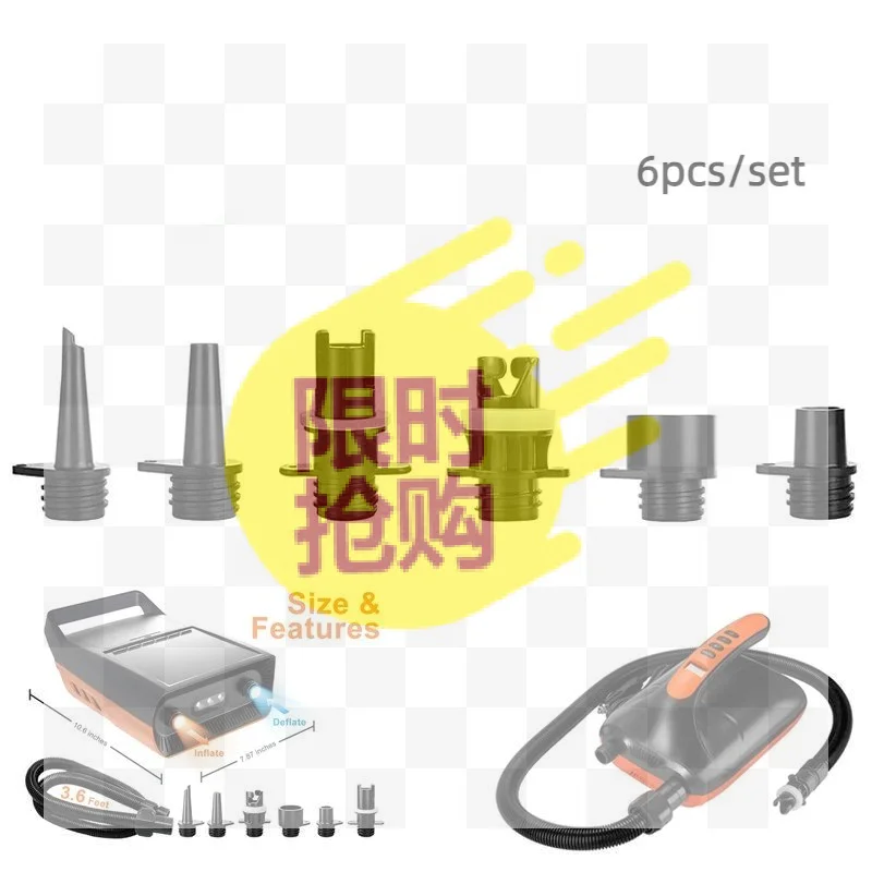 【CMO】6Pcs Pump Hose Nozzles Inflatable Air Pumps Hose Nozzle Kit Kayak Air Pump Tube Adaptor Accessories