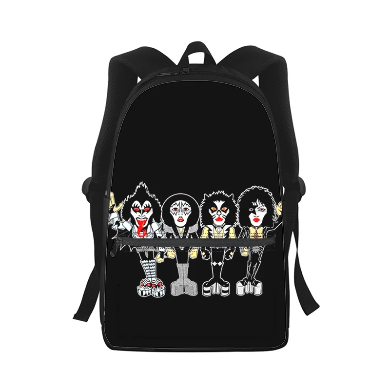 Kiss Band tas punggung Laptop Pria Wanita, ransel berpergian cetakan 3D untuk murid sekolah