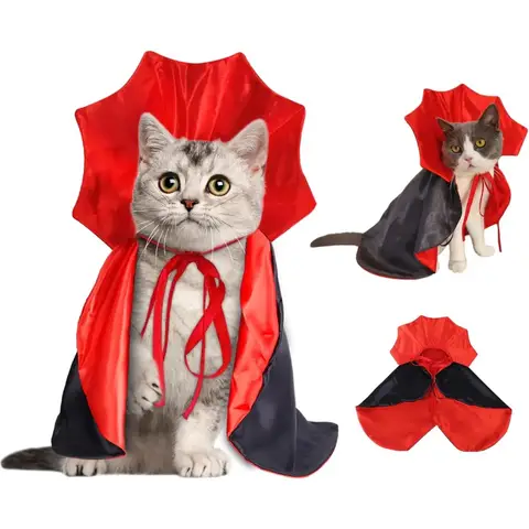 Halloween Pet Cape Costume Vampire Cloak Wizard Outfit Cosplay Apparel Party Costumes for Small Medium Dogs Cats Pet Supplies
