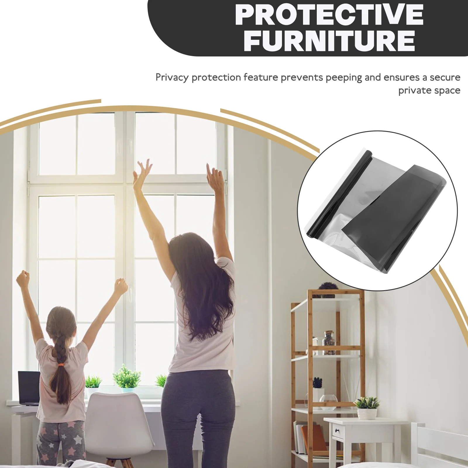 

50cmx200cm Gray Silver Privacy Glass Tinting Film Sun Protection Mirror Decorative Insulation Heat Shield Home Office Balcony